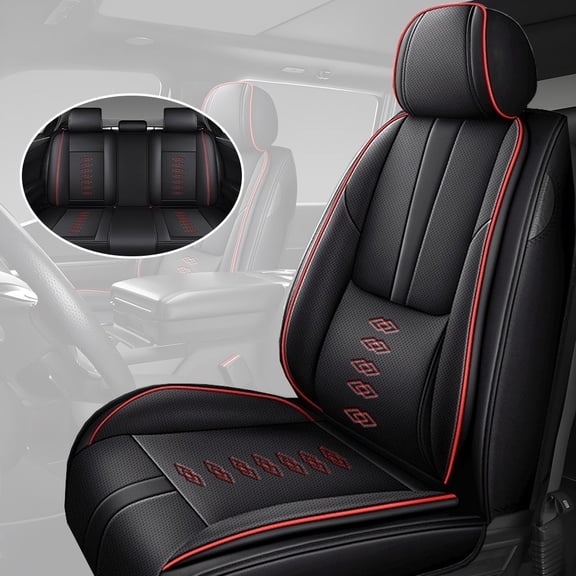 2012 for CHEVROLET CRUZE Seat Cover, Leather 5 Seats Full Set With Lumbar Support Beautify Interior, Black and Red Edges Car Seat Covers, Pet Car Seat Covers