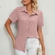 thumbnail image 1 of Fiudx Liquidación de Ahorros de Verano Blusa de Manga Corta con Botones y Cuello Redondo para Mujer, Blusa Holgada de Color Sólido, 1 of 7