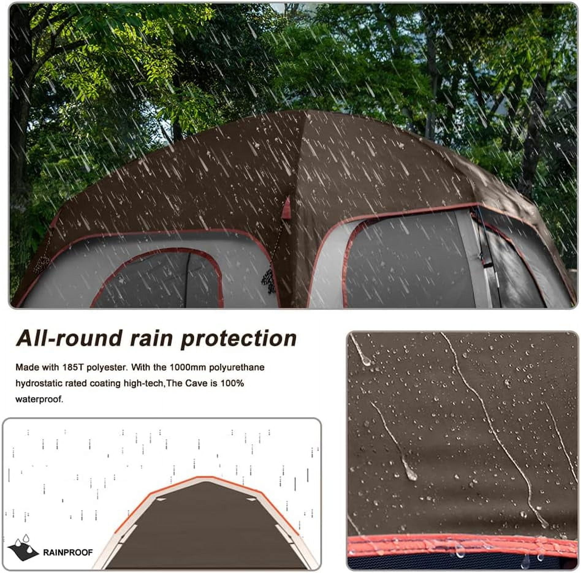 CAMPROS 6 Person Camping Tent Waterproof Windproof Family Tent, Double Layer, Portable with Carry Bag