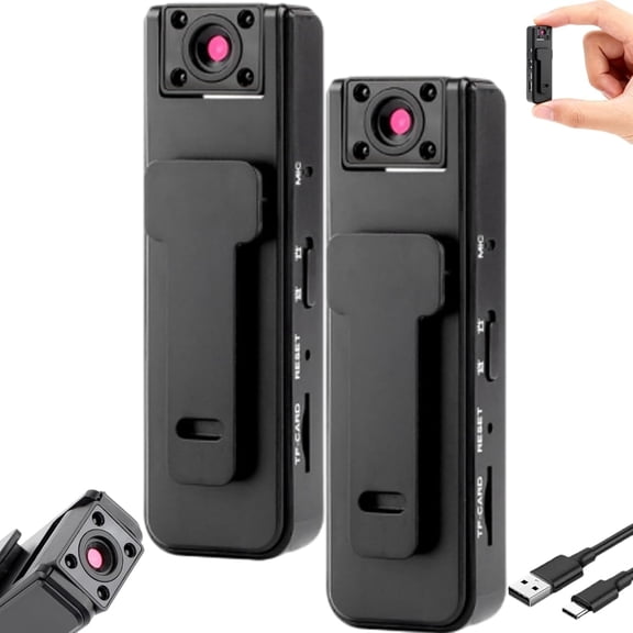 Ultra-HD 2-in-1 Sports Video & Audio Recorder, 1080P Wearable Body Camera, Clip-On Mini Action Cam with Infrared Night Vision, Anti-Shake Wide Angle, 5H Record for Outdoor, Sports (No Card 2PCS)