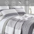thumbnail image 4 of Grey Quilt King Size, Bohemian Stripe Quilt Sets 3 Pieces Boho Quilted Bedspread Set Lightweight Microfiber Coverlet Bedding Set All Season (104"x90"), 4 of 8