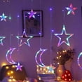 thumbnail image 4 of Star Moon Curtain String Lights LED Lamp Add Romantic Ambience Window Curtain Lights for Bedroom Living Room Shop Color, 4 of 4