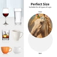 thumbnail image 6 of Fuzoiu Rainbow White Horse Print Leather Coasters Set,Drink Coasters Set of 4,for Tabletop Protection, Durable PVC Coasters,Home Décor and Housewarming Gift-Round Shape, 6 of 6
