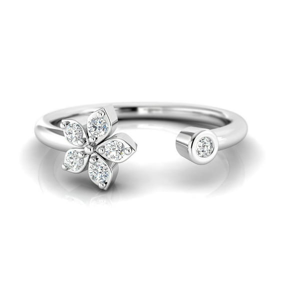 TimeLess Classics Women's Natural Diamond Open Floral Stackable Fashion Ring In 14K White Gold - Gift For Her, Ring Size - 10