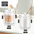 thumbnail image 2 of 4 Pack Qtip Holder,Canister Apothecary Jar Set,Bathroom Jars with Lids Set for Cotton Swabs,Balls,Pads,Floss Picks,10oz-12oz Plastic Canisters Restroom Bedroom Vanity Organizer(Clear), 2 of 7