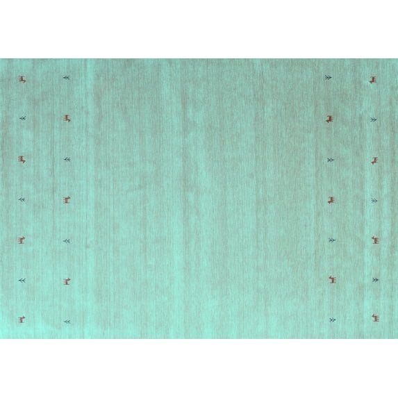 Ahgly Company Indoor Rectangle Abstract Turquoise Blue Contemporary Area Rugs, 8' x 12'