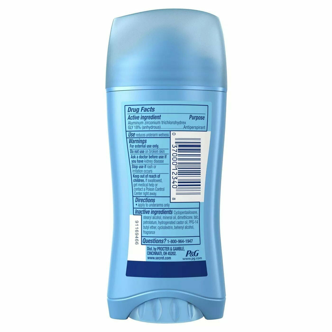 Secret Invisible Solid Antiperspirant Deodorant Unscented 2.6 oz, Pack of 6