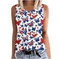 thumbnail image 2 of SOOMLON Red White and Blue Athletic Tank Tops for Women Butterfly Distressed Patriotic Shirts Crew Neck Usa Flag Tops Sleeveless Flowy T-Shirt Striped Stars Tee Blouse Clothes, 2 of 5