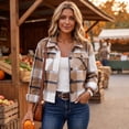 thumbnail image 6 of Flannels For Women Cropped Shacket Jacket Fashion Plaid Fall Coat Button Down Crop Jacket Trendy Clothes Fall Winter Outwear, 6 of 9