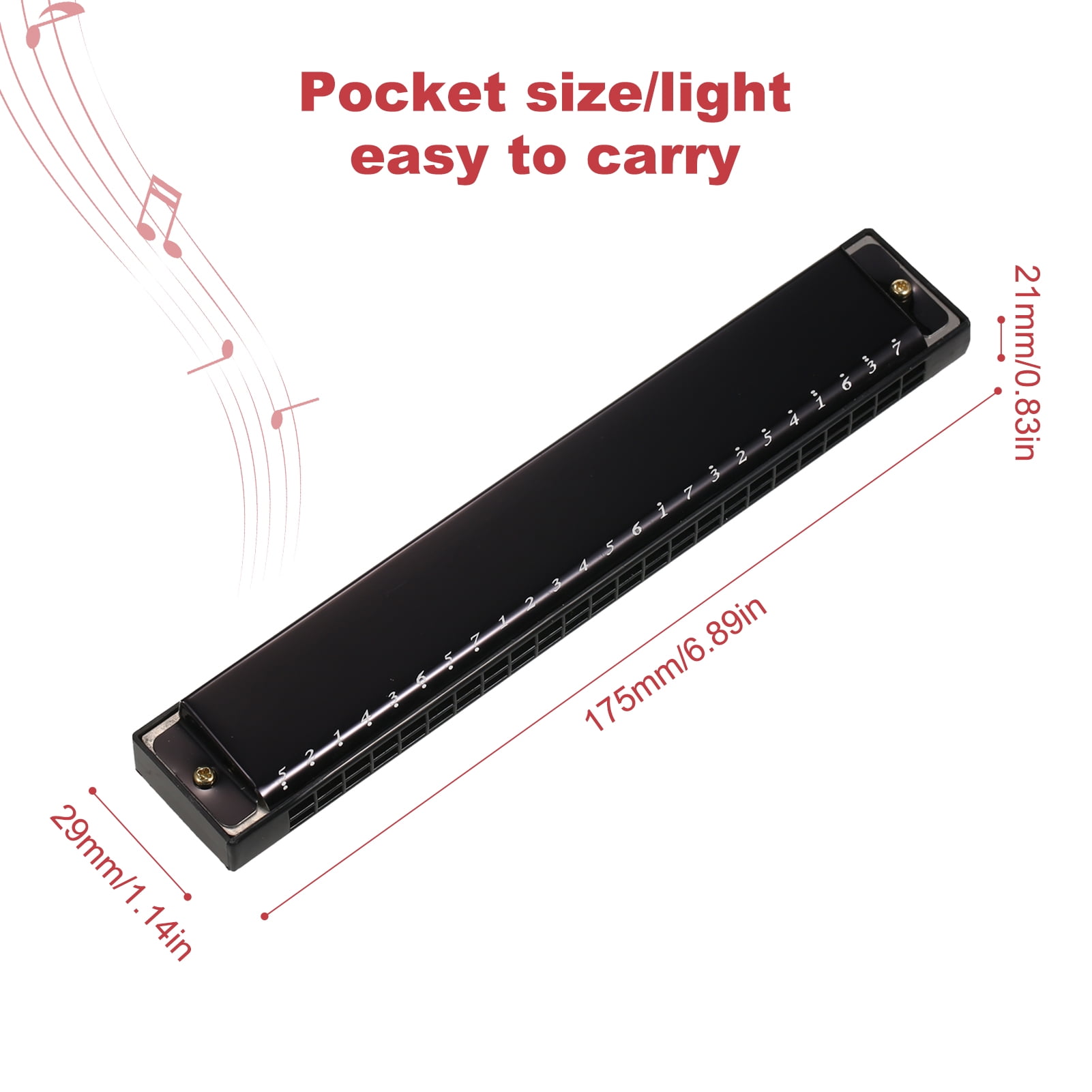 Harmonica Professional Harp Armonica Key Of C 24 Hole Polyphony Diatonic Mouth Organ With Case