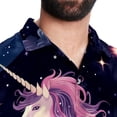 thumbnail image 5 of Starry Unicorn Men's Short Sleeve Poplin Shirts, Casual Printed Button Down Tops for Summer Beach, Unisex with Spread Collar, 5 of 6