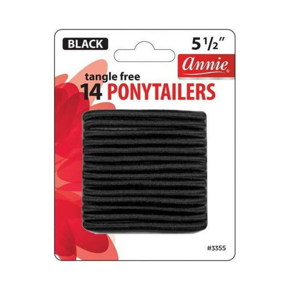 Annie #3355 Tangle Free Black Ponytailers 5 1/2" 14 ct