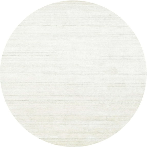 Ahgly Company Indoor Round Contemporary Pearl White Beige Solid Area Rugs, 8' Round