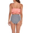 thumbnail image 4 of IDALL Tankini Swimsuits Bathing Suit Ladies' Solid Color Paneled Printed Ruffled Swimsuit Swimsuit Set Swim Suits for Women 2024 Womens Swimsuits Pink S, 4 of 7