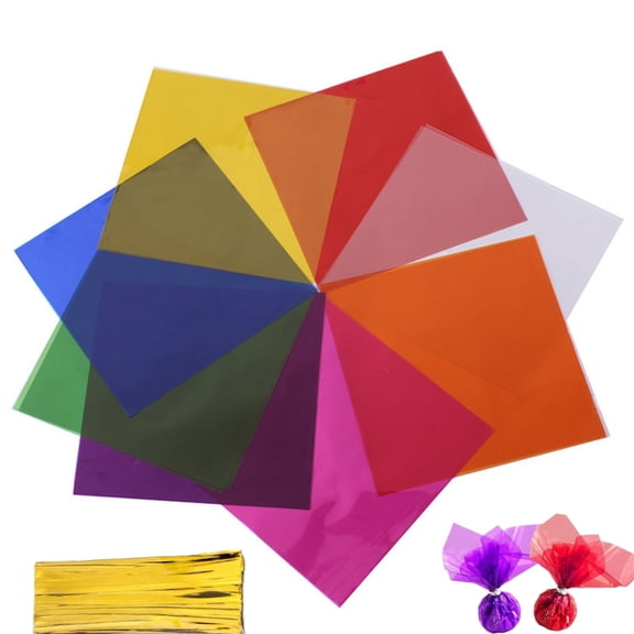Cellophane Paper 80 Pcs Colored Sheets Wrap for DIY Arts Crafts 7.5 × 7.5 Inch