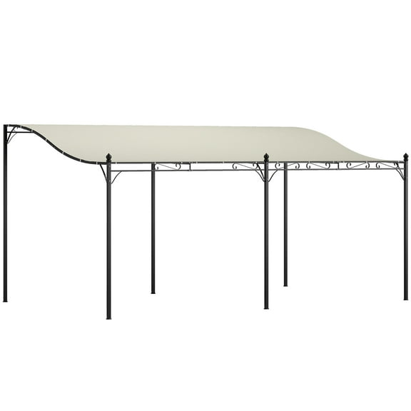 Homiyad 10' x 16' Outdoor Pergola Canopy, Metal Patio Canopy with Drainage Holes for Backyard, Garden, Cream White