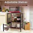 thumbnail image 6 of Giantex Bakers Rack 3-Layer Microwave Stand, Kitchen Rolling Cart with 4 Universal Wheels and 10 Removable Hooks, Coffee Cart Shelf Organizer for Kitchen, Living Room, Entryway, Vintage, 6 of 8