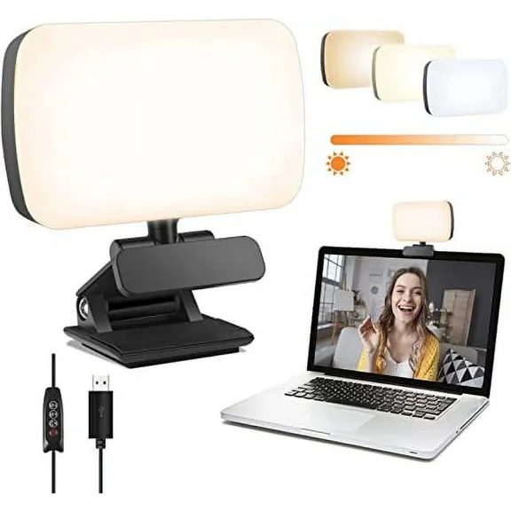 Conference Lighting, Webcam Lighting for Remote Working, Zoom Lighting for Laptop/Computer, Zoom Calls, Live Streaming, Self Broadcasting, Video Light for Zoom Meeting with Sturdy Clip