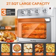 Plum Chef 27.5QT Silver Air Fryer Oven 6 in 1 Countertop Convection Oven Large Capacity with Air Fry Bake Broil 4 Knob Control Family Size Stainless Steel Design