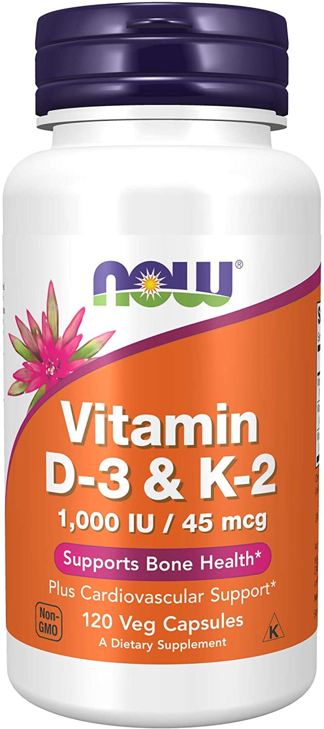 NOW Foods Vitamin D3 & K2 120 Veg Capsules