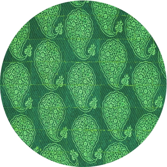 Ahgly Company Indoor Round Patterned ForestGreen Area Rugs, 8' Round