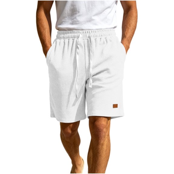 Big & Tall 7" Mens Shorts Elastic Waist with Pockets Summer Casual Beach Short Pants Fathers Gifts S-5XL