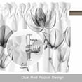 thumbnail image 6 of Abstract Black Valance Curtain Laser Tulip Flowers White Texture Window Valances Rod Pocket Short Curtains Window Treatments for Kitchen Bedroom Bathroom Laundry 60" x 14", 6 of 9