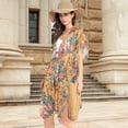 thumbnail image 4 of Beach Vacation Clothes Kimono Cardigan Loose Swimsuit Cover Up for Women Tower and Flowers S, 4 of 6