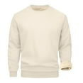 thumbnail image 6 of Wrtxtat Mens Fuzzy Sherpa Sweatshirts Winter Thick Warm Fleece Lined Long Sleeve Crewneck Pullover Tops Heavyweight Loungwear Underwear Shirts with Pockets Z02-Beige M, 6 of 9