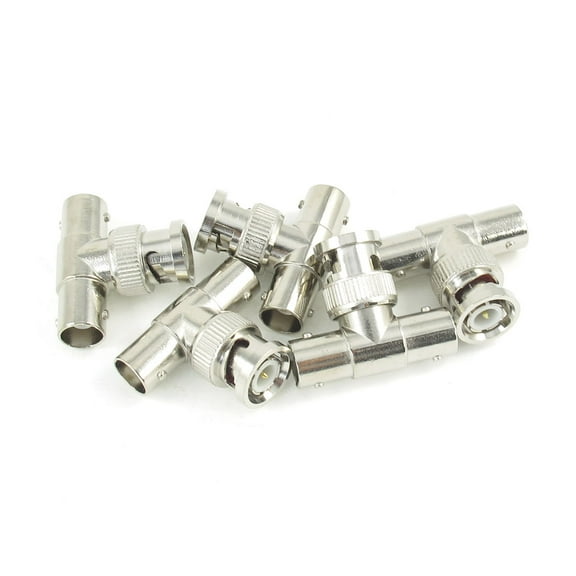 Unique Bargains Silver Tone BNC 3 Way Male/Female RF Coaxial Tee Adapter 5 Pcs