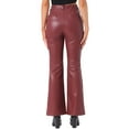 thumbnail image 3 of Allegra K Faux Leather Casual Pant for Women's High Waist Bell Bottom Flared Long PU Trouser L Burgundy, 3 of 6