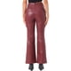 thumbnail image 3 of Pantalón Casual de Cuero Sintético Inspire Chic para Mujer, de Cintura Alta, Campana, Flare, Largo, PU, Color Burdeos, 3 of 6