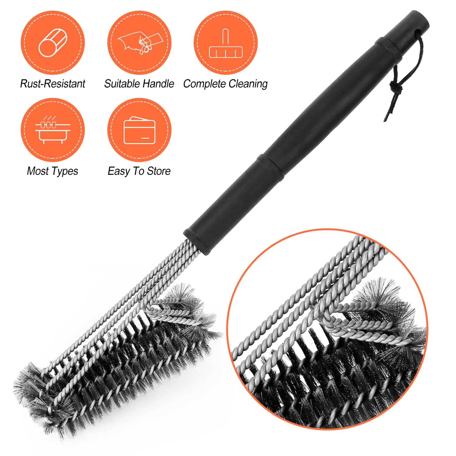 Resisting Bristles Wire BBQ Cleaning Brush Grill Clean Tool Stainless Steel 