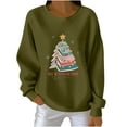 thumbnail image 2 of GuzomFashion Womens Christmas Book Themed Sweatshirt - "All Booked For Christmas" Loose Fit Crewneck Long Sleeve Polyester Spandex Army Green Plus Size S-XXXXXL,Size XL, 2 of 3