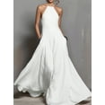 thumbnail image 4 of Women'S Minimalist Halter Neck Backless Long Dress Elegant Summer Beach Vacation Maxi Dress White XL, 4 of 7
