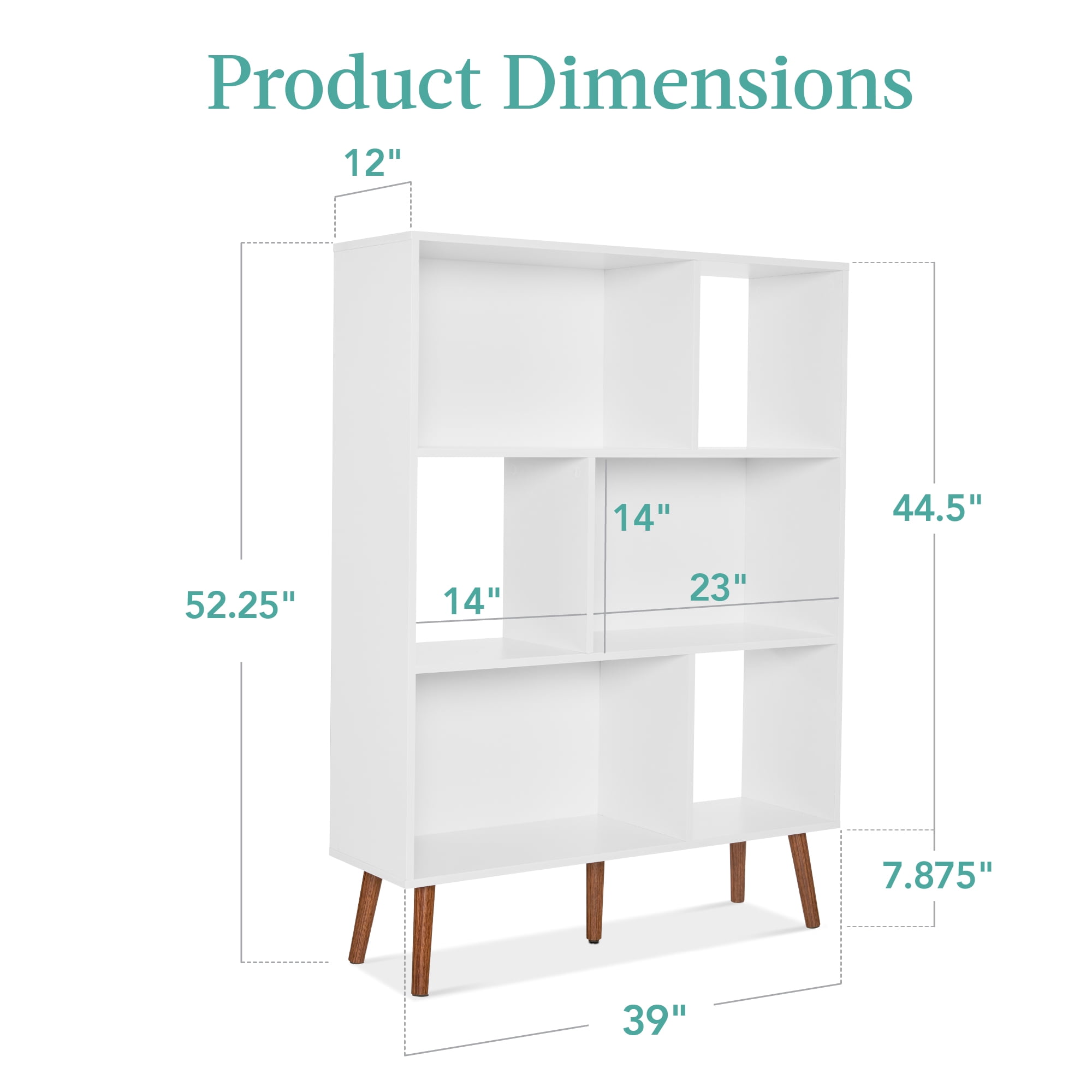 Best Choice Products 3-Tier Mid-Century Modern Wooden Bookcase w/ Removable Back Panels, Offset Pine Legs - White/Brown