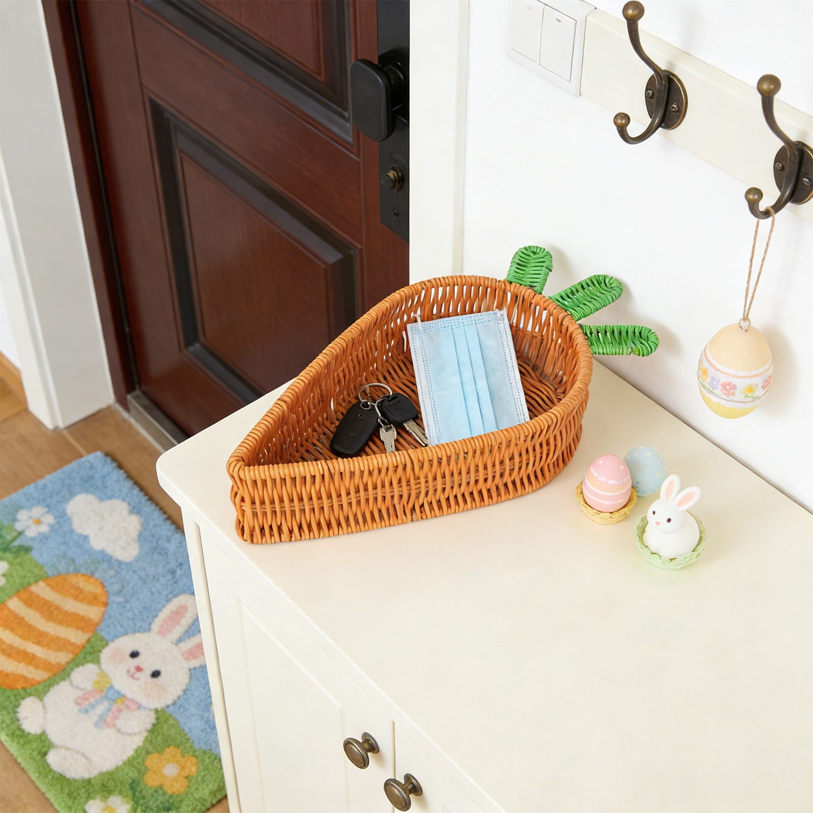 Lunxisen 4 Pcs Easter Basket Decor Woven Storage Bin for Home Organization Spring Decoration Gift