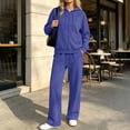 thumbnail image 2 of Hoodie Dqueduo Women's Fashion Solid Color Long Sleeve Hooded Zip Up Top And Elastic Waist Pocket Pants Set, Sizes S-XXXL, 2 of 8