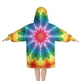 thumbnail image 2 of Colorful Rainbow Tie Dye Spiral Pattern Blanket Hoodies for Kids 6-13YR Oversize Wearable Blanket Hoodies for Boys Girls Teens, 2 of 7