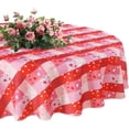 thumbnail image 1 of Valentine''s Day Checkered Round Table Cloth, 60 Inch, Love Heart Patterned Washable Microfiber Tablecloth Decorative Table Cover for Wedding Anniversary Party Kitchen Dinning, 1 of 6