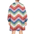 thumbnail image 2 of Wearable Oversized Blanket,Colorful Geometric Chevron Pattern Wearable Blanket Hoodie for Adults,Cozy Hooded Blankets with Super Pockets,Super Warm Fuzzy Pullover for Women & Men, 2 of 6