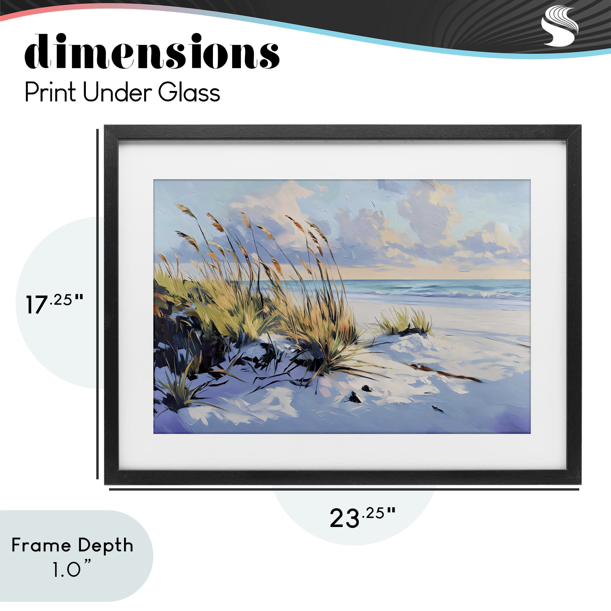 Stupell Industries Grassy Sand Dunes Beach Black Framed Print Under Glass, design by Gina Kelly