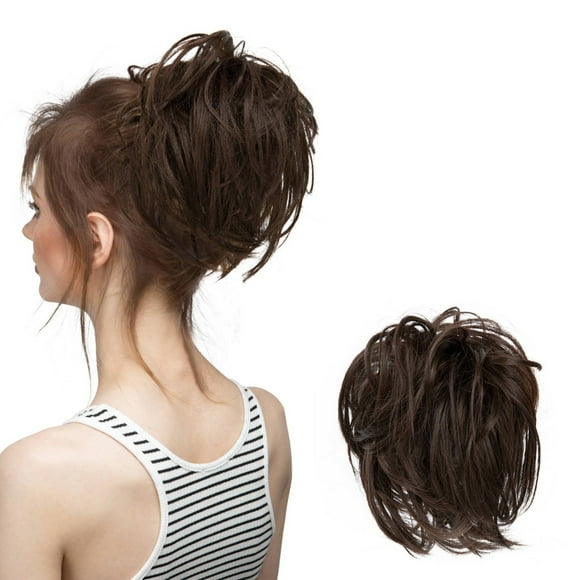 Mother'S Day Real Silk Wig, Messy Hair Bun Hair Pieces Curly Synthetic Updo Scrunchies Ponytail Extension for Women Black 1Pcs, Wig, Closure,Hair Bundles,Lace Frontal,Highlight Cap,Lace Front,Lace