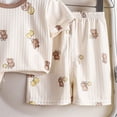thumbnail image 5 of KPOPLK Toddler Baby Girl Pajamas Stripe Print Crew Neck Shirt Shorts Kids Summer Pjs Nightgown Outfits Set Size 7-8 Years,Brown, 5 of 6