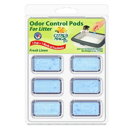 Pet Odor Control - Citrus Magic Pet Odor Control Pods for Litter Fresh Linen, 6-Count Each
