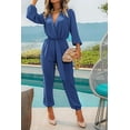 thumbnail image 6 of PRETTYGARDEN Women's Fall Jumpsuits Dressy Casual Pants Romper Spring Long Sleeve V Neck Belt Pockets One Piece Outfits, 6 of 7