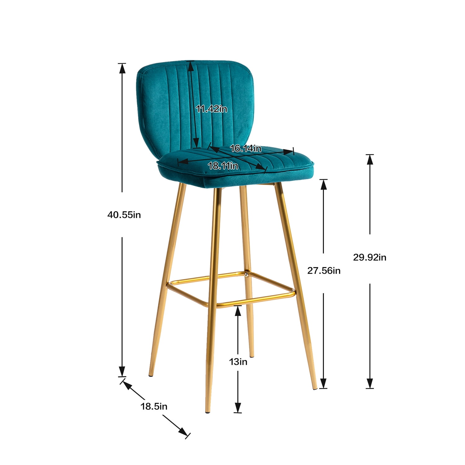 Kepooman Modern Design Bar Stools Set of 1 with Back for Bar Counter, Blue - Green Kepooman Modern Design Bar Stools Set of 1 with Back for Bar Counter, Blue - Green