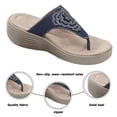 thumbnail image 5 of Wide Width Flip-Flops for Women Black Dressy Flip Flops - Ladies Summer Casual Low Wedge Sandals, 5 of 5