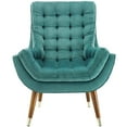 thumbnail image 4 of Modern Contemporary Urban Design Living Room Lounge Club Lobby Tufted Accent Chair, Velvet Fabric, Aqua Blue, 4 of 6