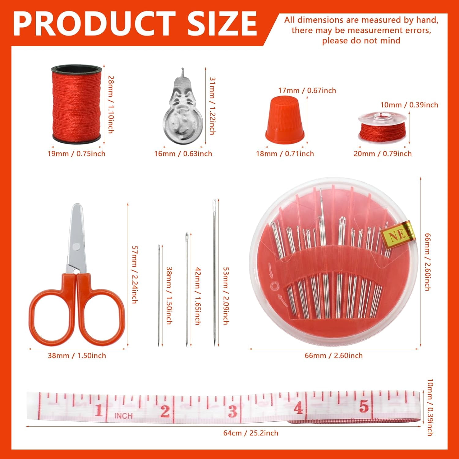 Sewing Kit with 100 Basic Sewing Accessories, 64 Spools of Thread Mini Sewing kit for Beginners,Traveller, Emergency, Whole Family to Mend and Repair